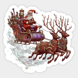 Better Watch out! Steampunk Santa and Reindeer Sticker